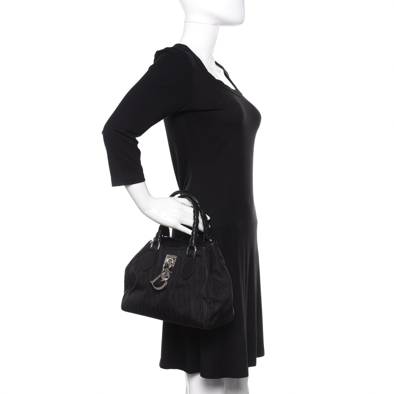 Christian Dior Nylon Monogram Small Lovely Tote Black 2 of 10