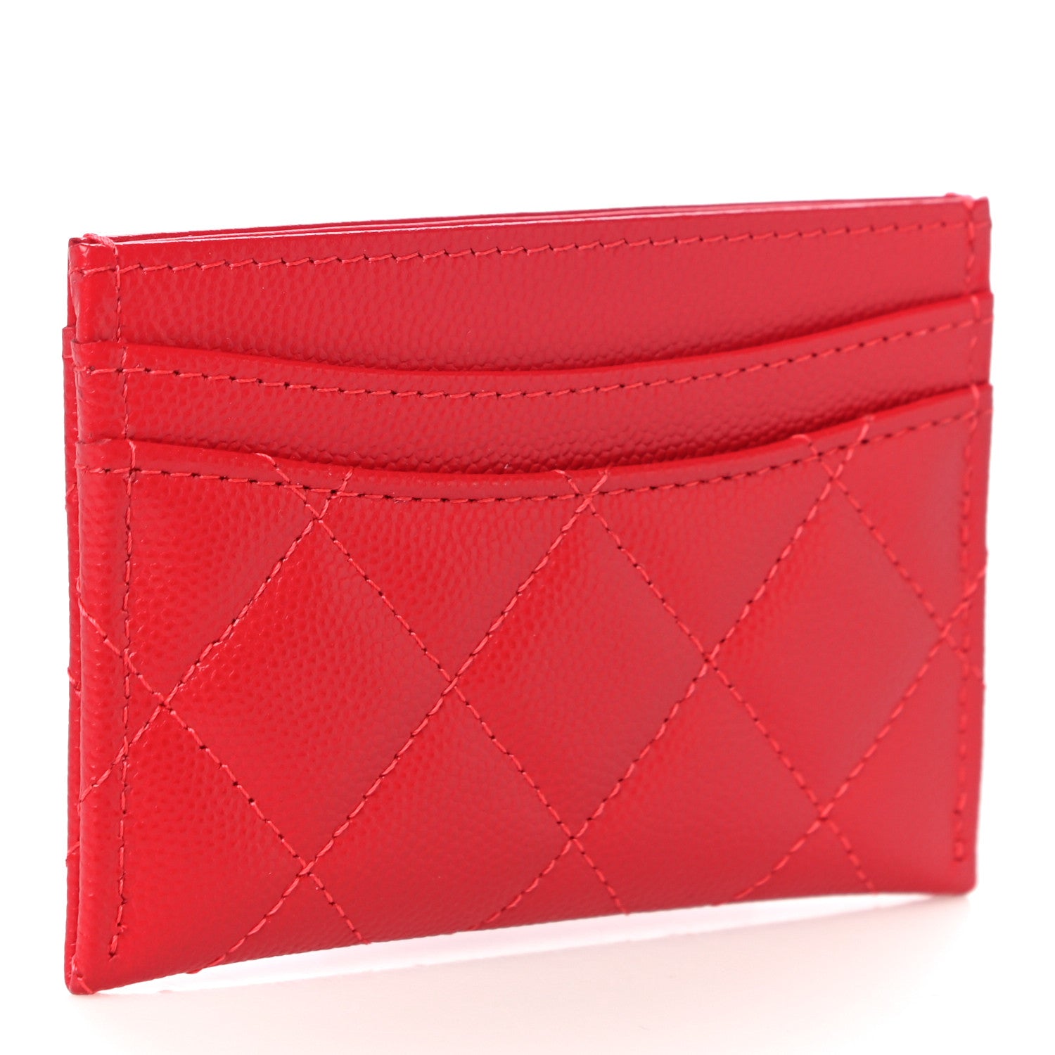 Chanel Caviar Quilted Card Holder Red 3 of 12