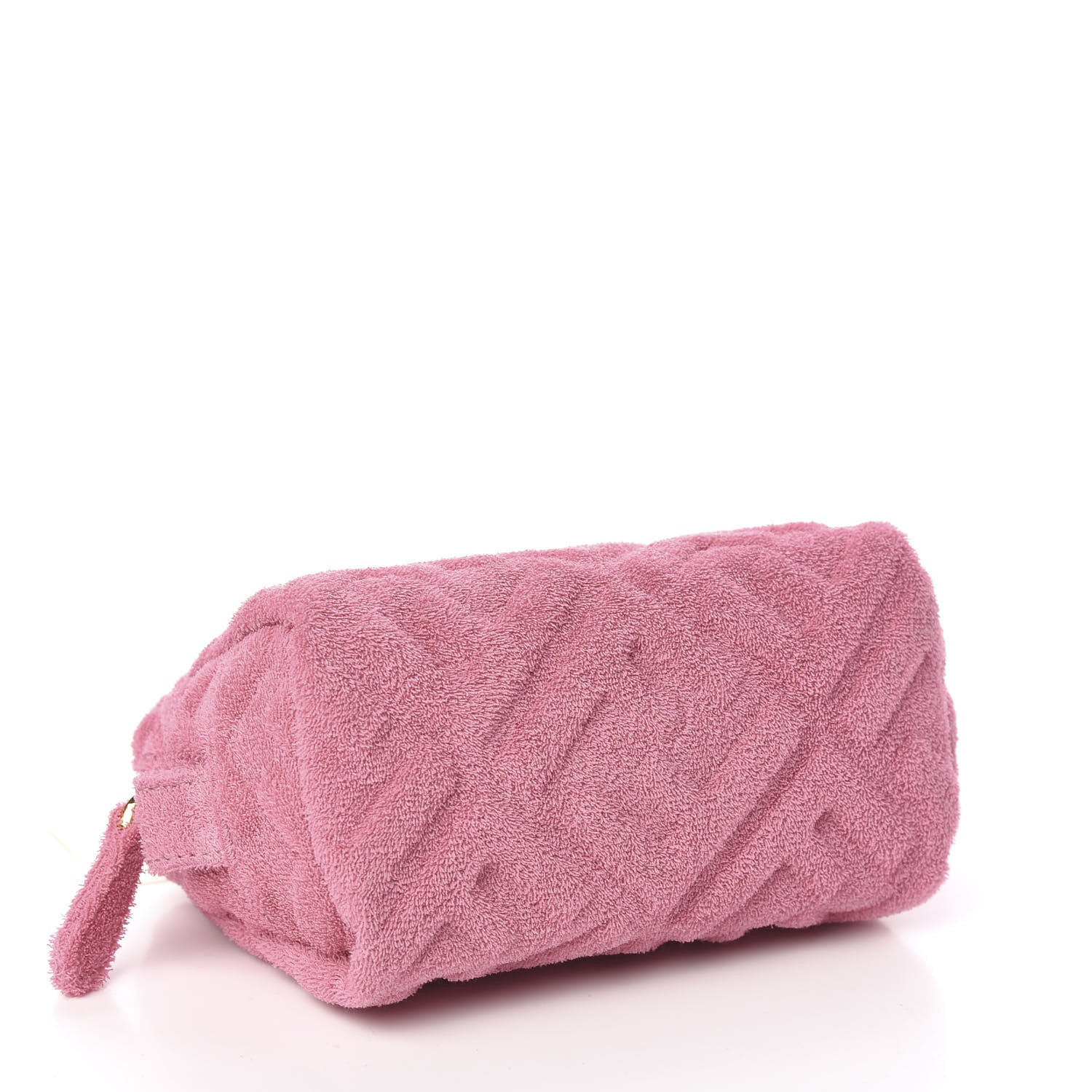 Fendi Terry Cloth Vitello Century Matte FF 1974 Embossed Small Trapezoid Beauty Pouch Lollypop 3 of 7