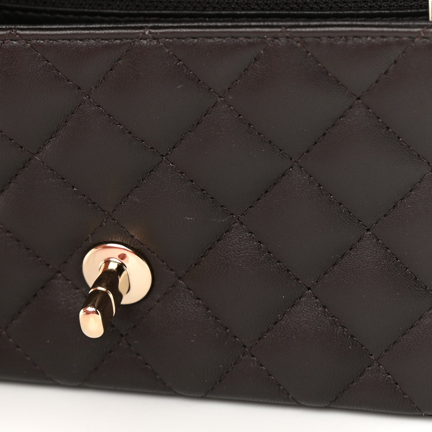 Chanel Lambskin Quilted Mini Rectangular Flap Dark Brown 11 of 16