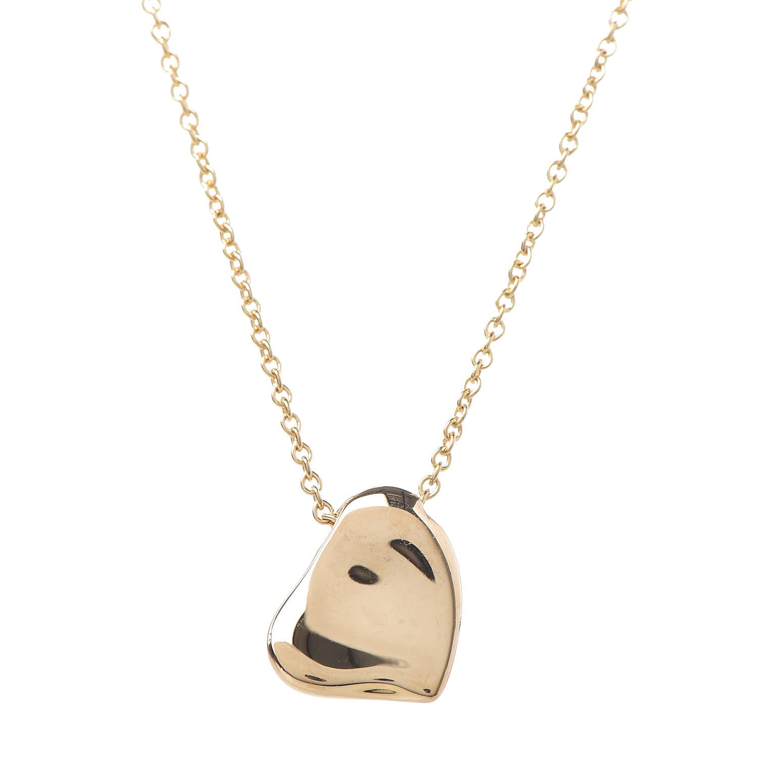 Tiffany 18K Yellow Gold 11mm Elsa Perretti Full Heart Pendant Necklace 3 of 7