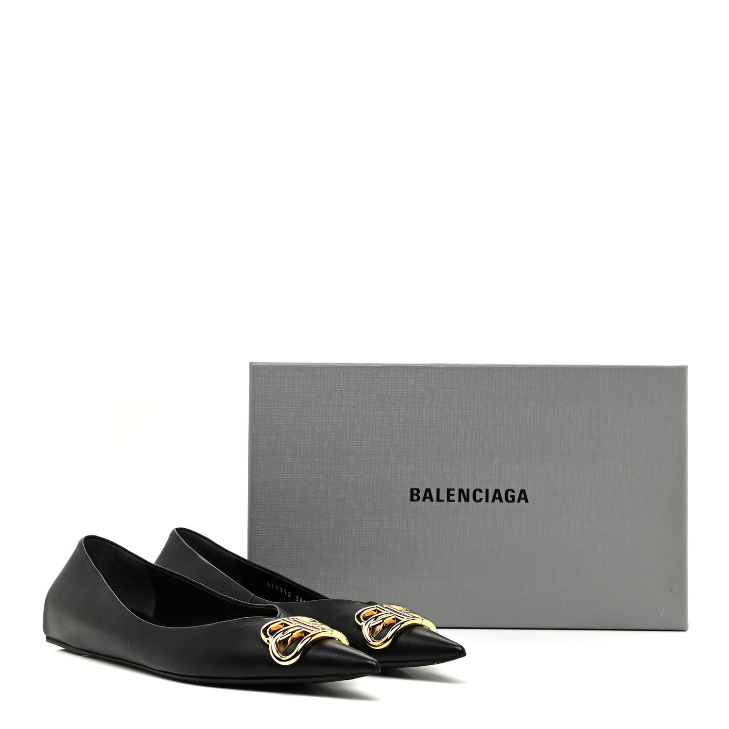Balenciaga Calfskin BB Knife Pointy Toe Ballerina Flats 38.5 Black 12 of 12