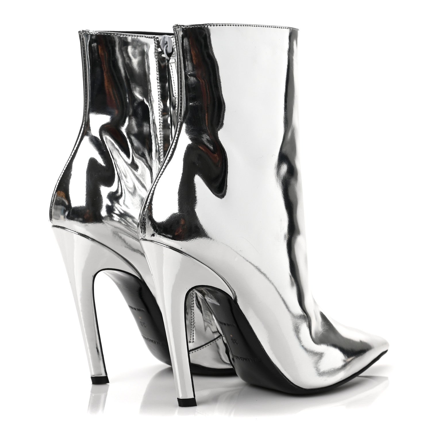 Balenciaga Patent Slash Ankle Boots 38 Silver 4 of 9