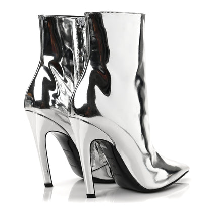 Balenciaga Patent Slash Ankle Boots 38 Silver 4 of 9