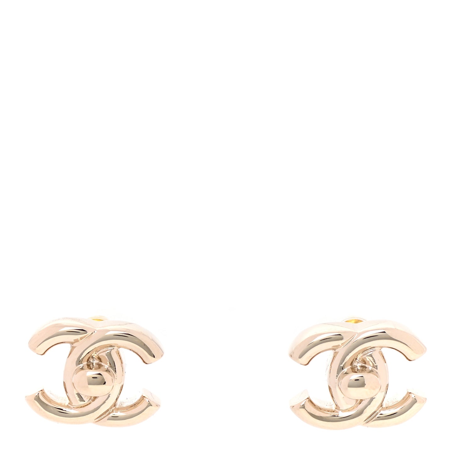 Metal CC Turnlock Earrings Gold