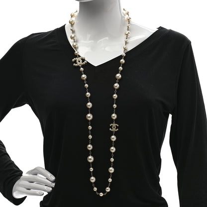 Chanel Graduated Pearl CC Long Necklace Gold 2 of 5