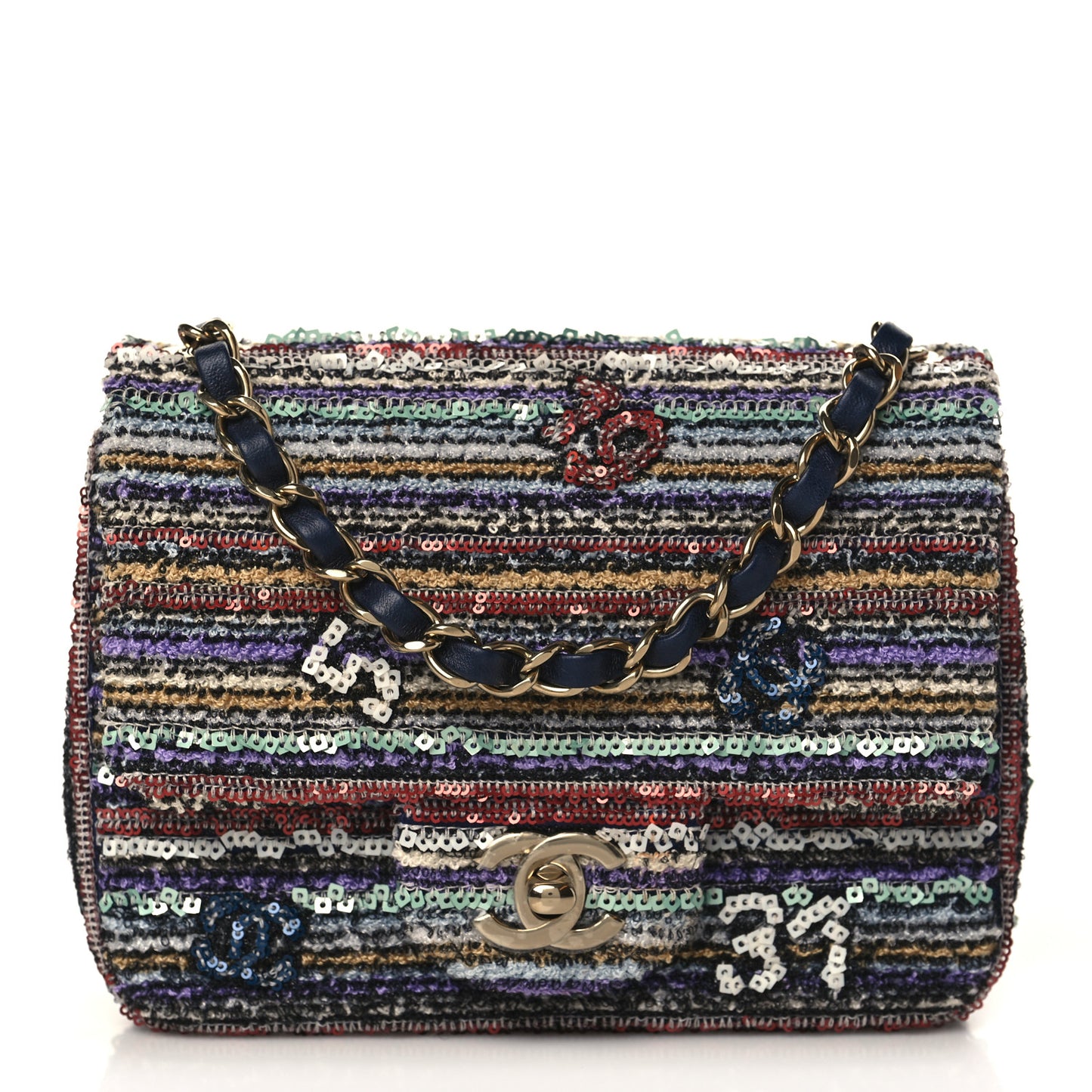 Mixed Fibers Sequin Quilted Mini Flap Multicolor