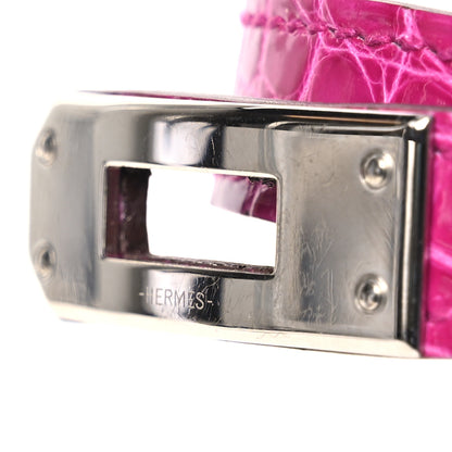 Hermes Shiny Alligator Kelly Double Tour Bracelet S Rose Scheherazade 7 of 7