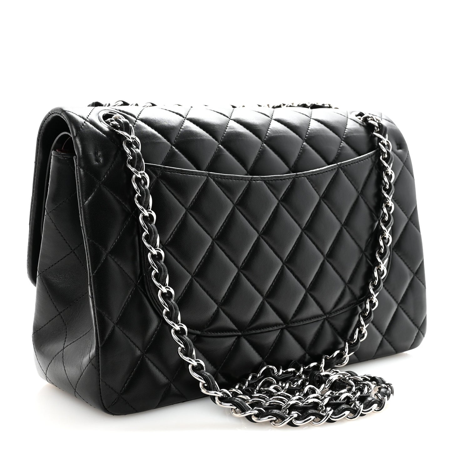 Lambskin Quilted Jumbo Double Flap Black