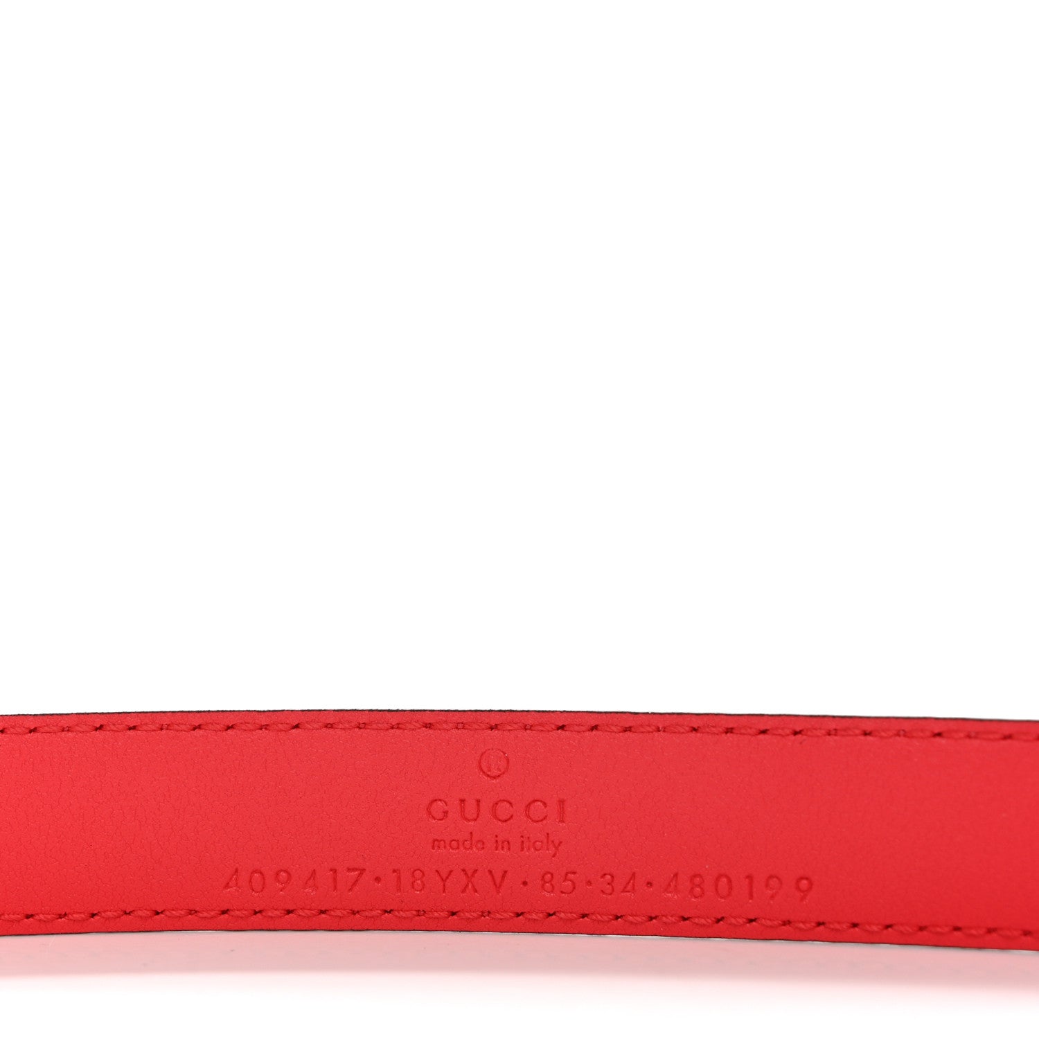 Gucci Azalea Calfskin Enamel Monochrome Double G 20mm Belt 85 34 Runway Coral 3 of 5
