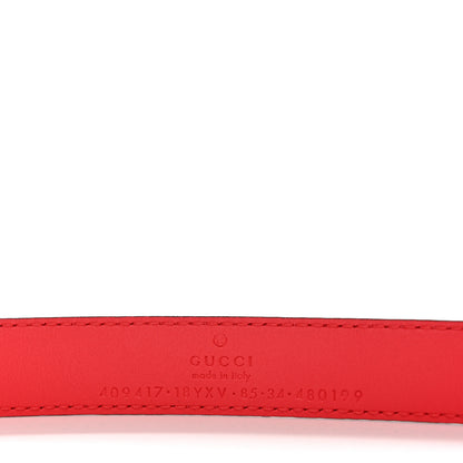 Gucci Azalea Calfskin Enamel Monochrome Double G 20mm Belt 85 34 Runway Coral 3 of 5