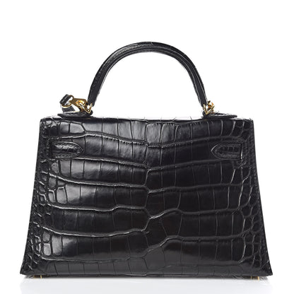 Hermes Matte Alligator Mini Kelly Sellier 20 Black 4 of 33