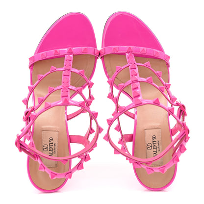 Valentino Garavani Patent Lacquered Monochrome Rockstud Gladiator 105mm Sandals 40 Pink PP 2 of 9