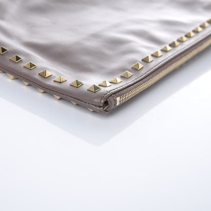 Valentino Garavani Vitello Large Rockstud Zip Wristlet Pouch Taupe 10 of 17