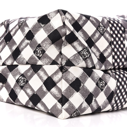 Chanel Canvas Gingham Printed CC Tote Black White 8 of 9