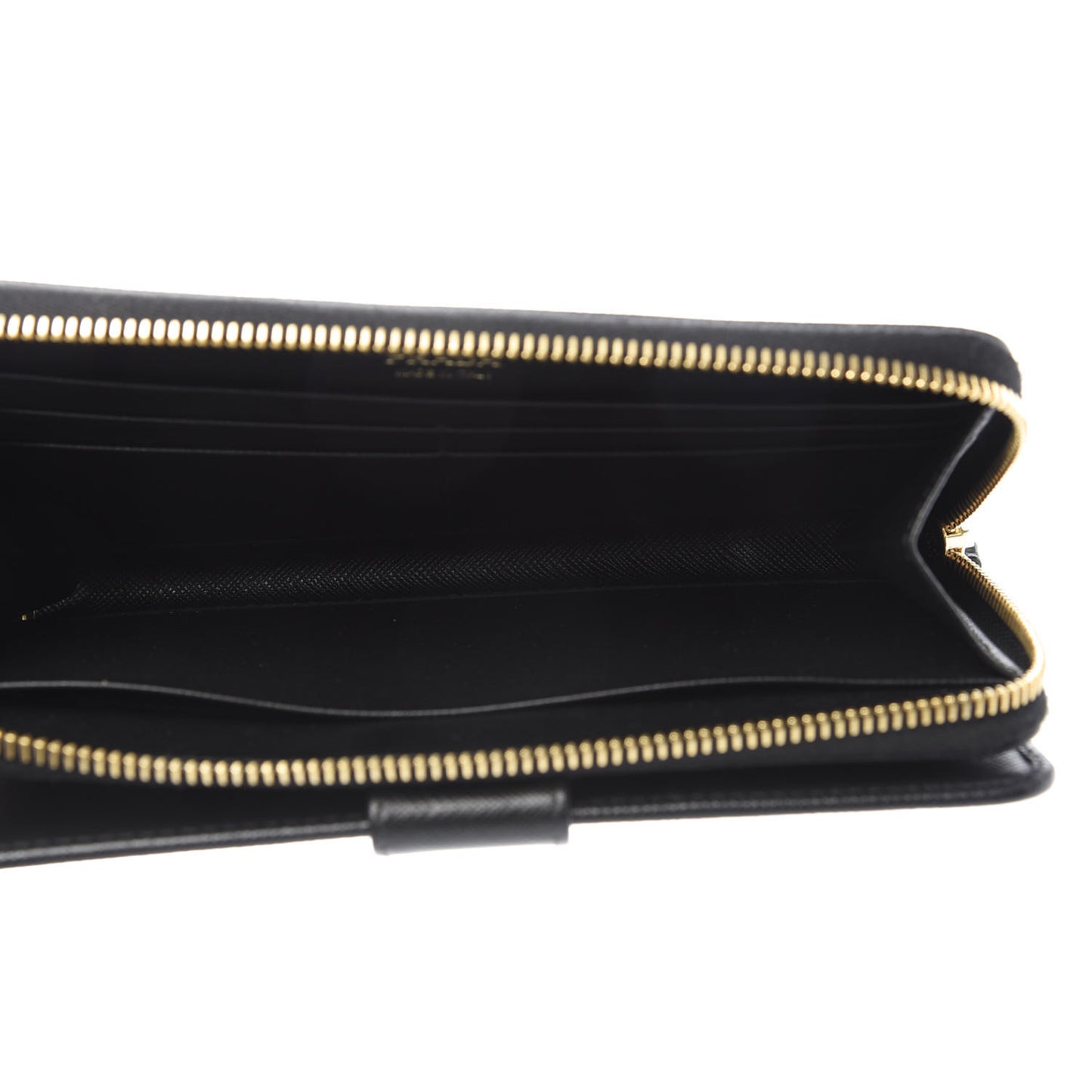 Saffiano Metal Large Zip Around Wallet Black