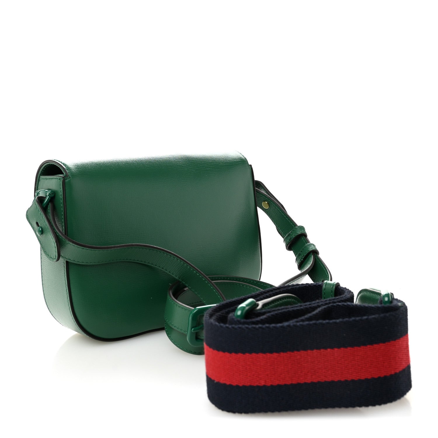 Gucci Azalea Calfskin Web Monochrome Horsebit 1955 Shoulder Bag Emerald 3 of 11