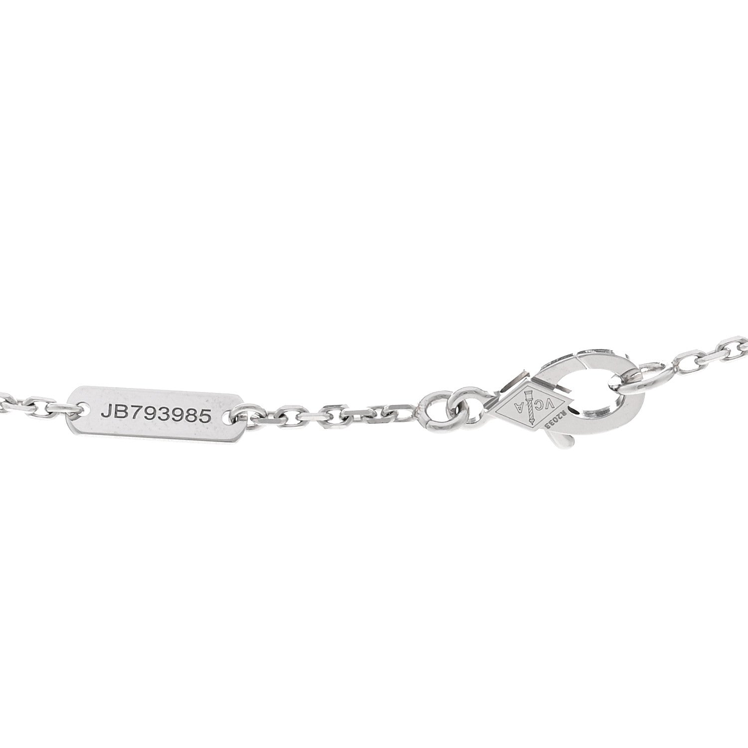 Van Cleef & Arpels 18K White Gold Diamond Vintage Alhambra Pendant Necklace 5 of 6