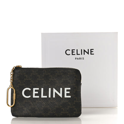 Celine Triomphe Canvas Logo Coin and Card Pouch With Hook Black 6 of 8
