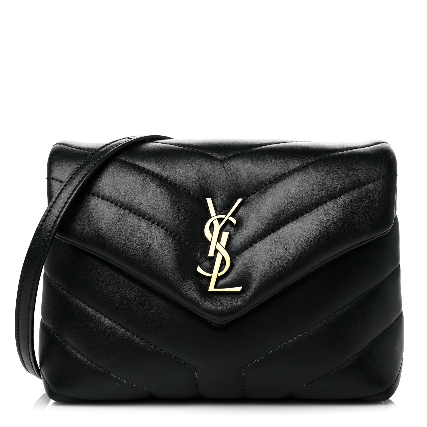 Calfskin Y Quilted Monogram Toy Loulou Crossbody Bag Black