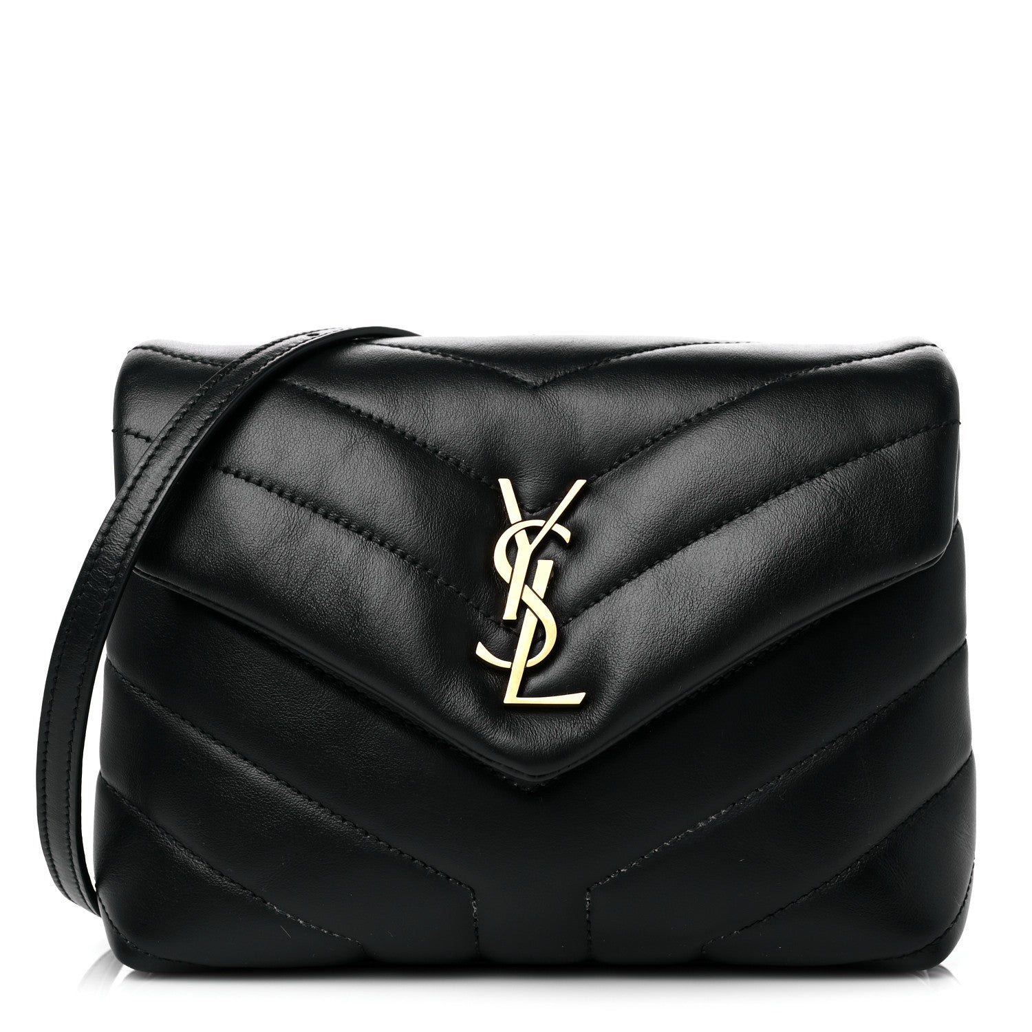 Saint Laurent Calfskin Y Quilted Monogram Toy Loulou Crossbody Bag Black 1 of 11