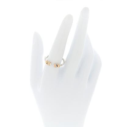 David Yurman Sterling Silver 18K Yellow Gold Diamond Pearl Petite Helena Ring 56 7.5 2 of 5
