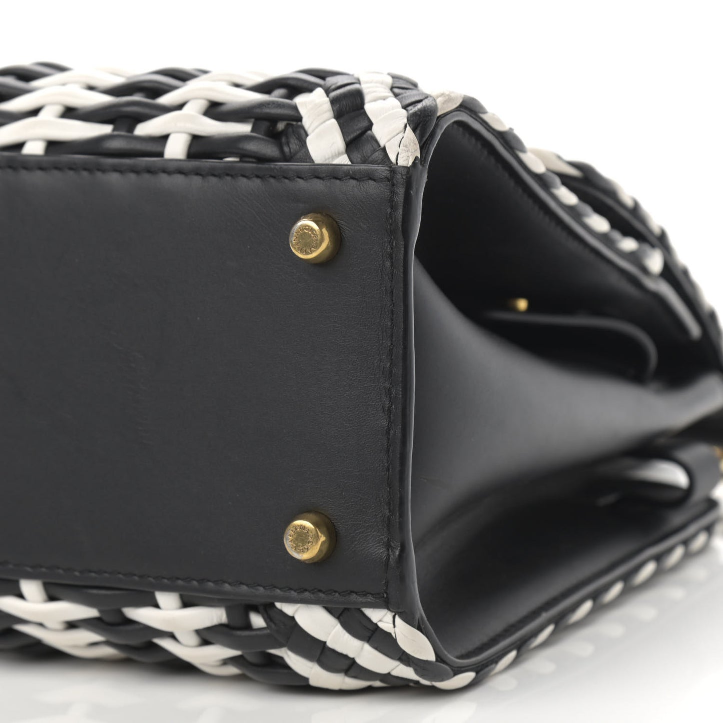 Calfskin Woven Medium Sicily 58 Satchel Black White