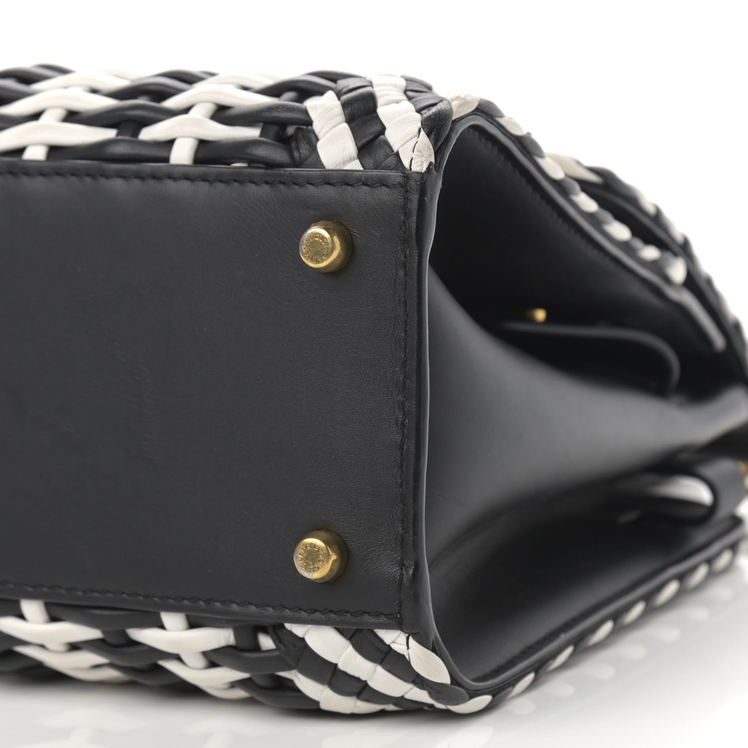 Dolce & Gabbana Calfskin Woven Medium Sicily 58 Satchel Black White 11 of 14