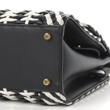 Dolce & Gabbana Calfskin Woven Medium Sicily 58 Satchel Black White 11 of 14