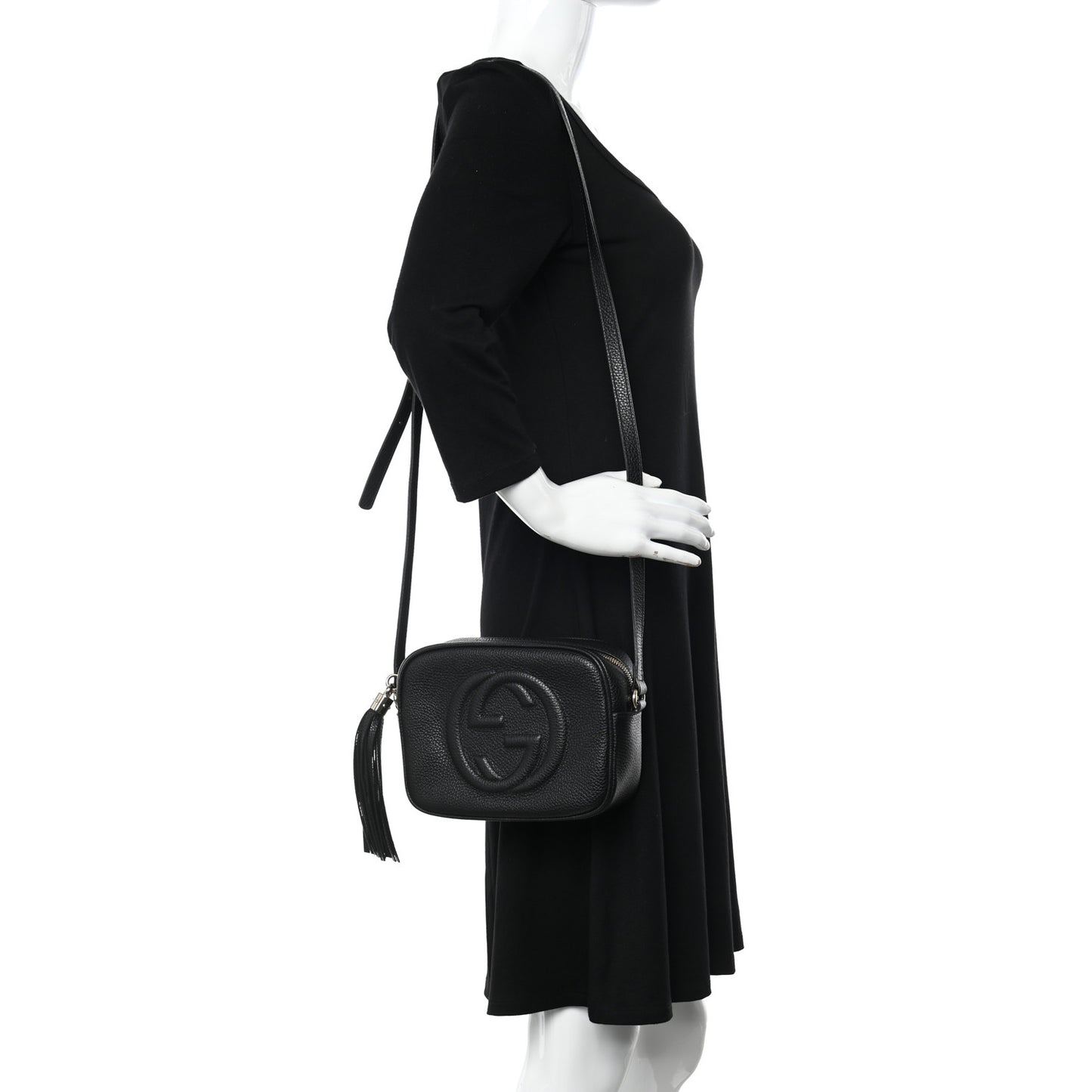Pebbled Calfskin Small Soho Disco Bag Black