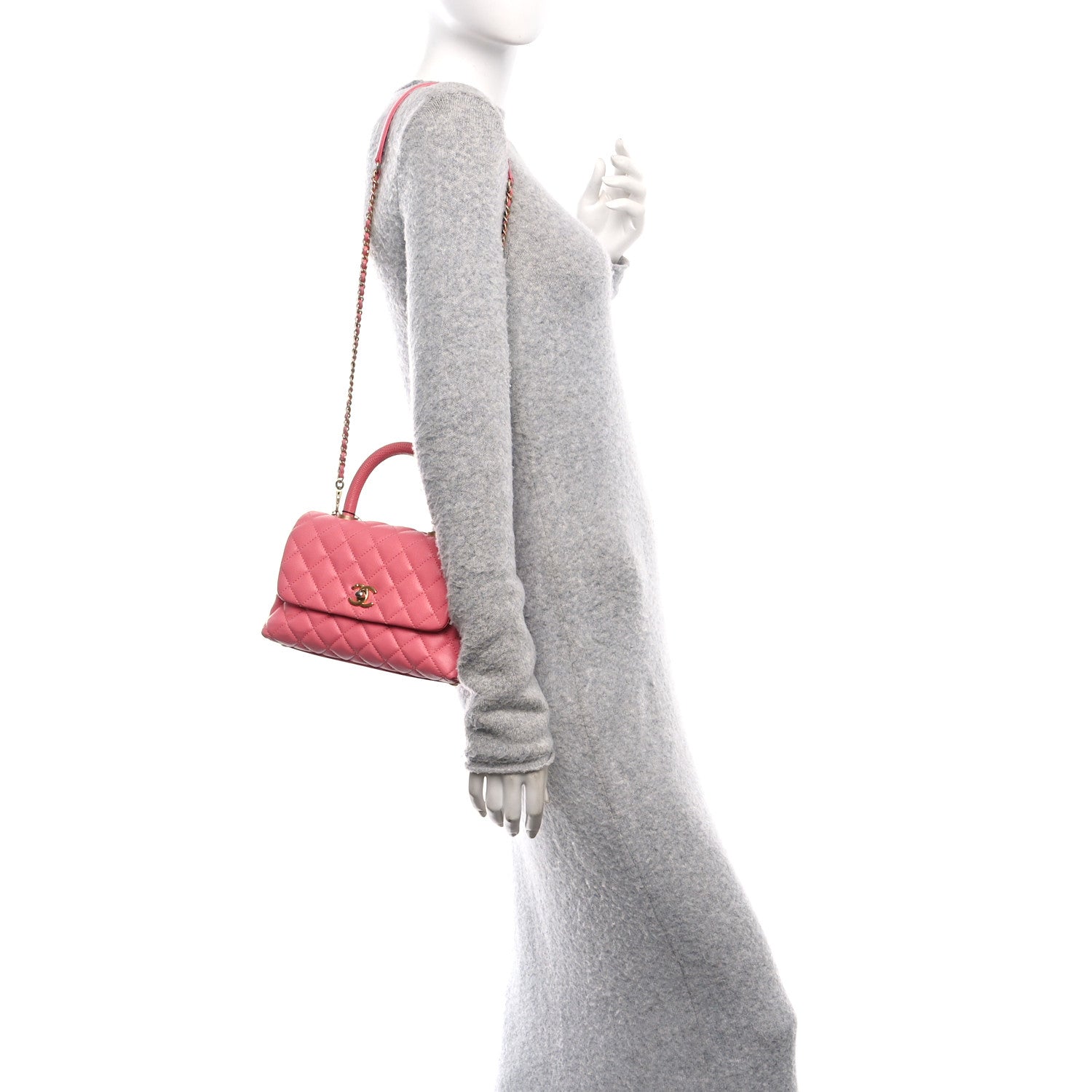 Chanel Caviar Lizard Embossed Quilted Mini Coco Handle Flap Pink 2 of 13