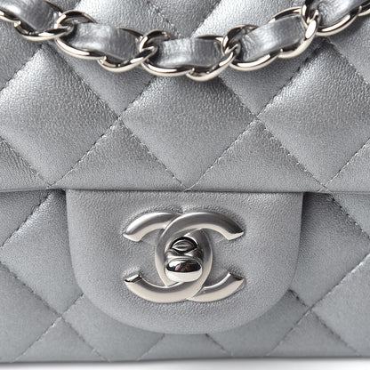 Chanel Metallic Lambskin Quilted Mini Rectangular Flap Silver 8 of 10