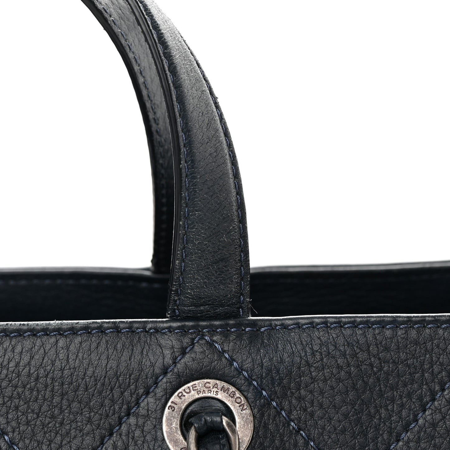 Deerskin Stitched Medium CC Shopping Tote Navy