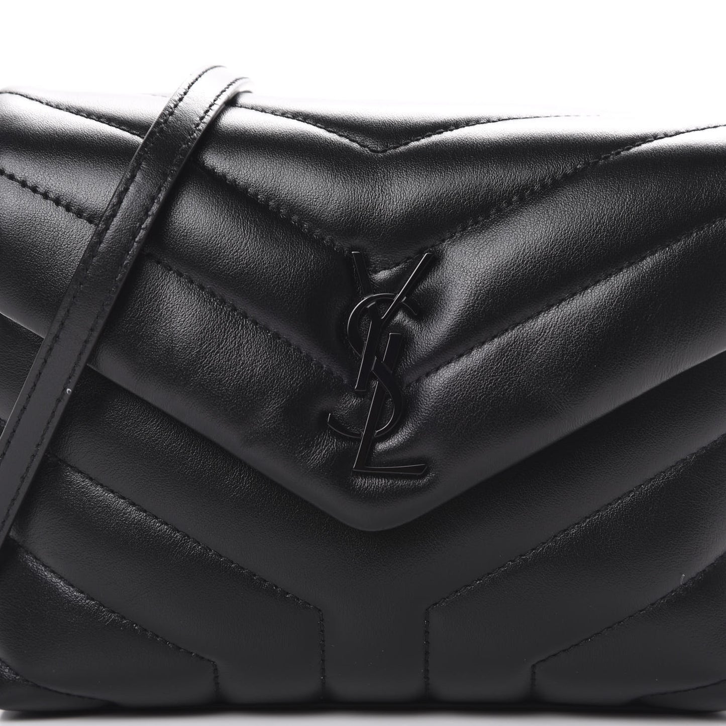 Calfskin Y Quilted Monogram Toy Loulou Crossbody Bag Black