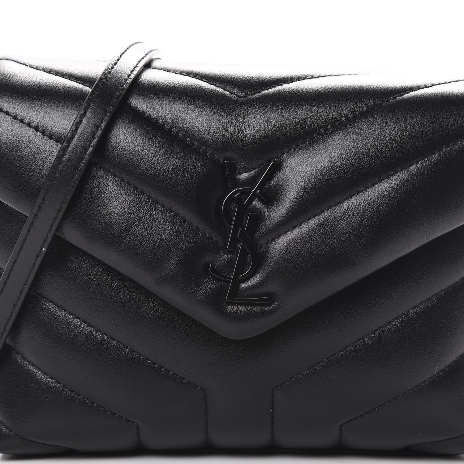 Saint Laurent Calfskin Y Quilted Monogram Toy Loulou Crossbody Bag Black 7 of 12