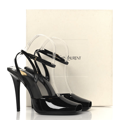 Saint Laurent Patent Calfskin La Scandale 110 Sandals 38 Black 10 of 10