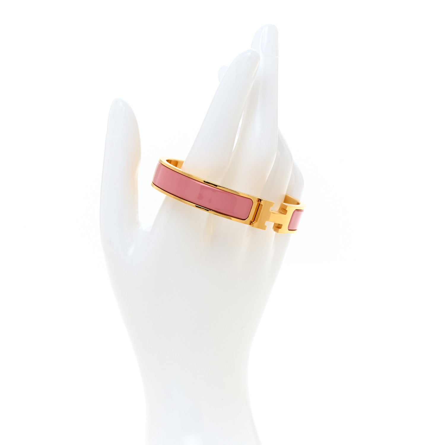 Hermes Enamel Narrow Clic Clac H Bracelet GM Rose Nacarat 2 of 5