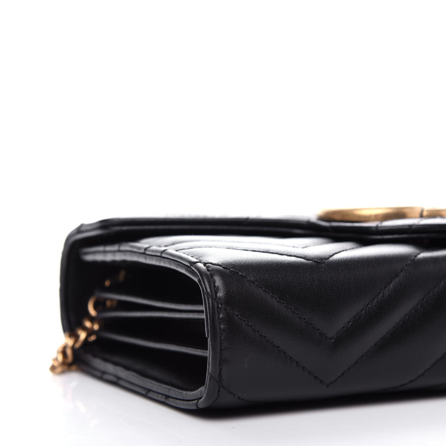 Calfskin Matelasse GG Marmont Chain Wallet Black
