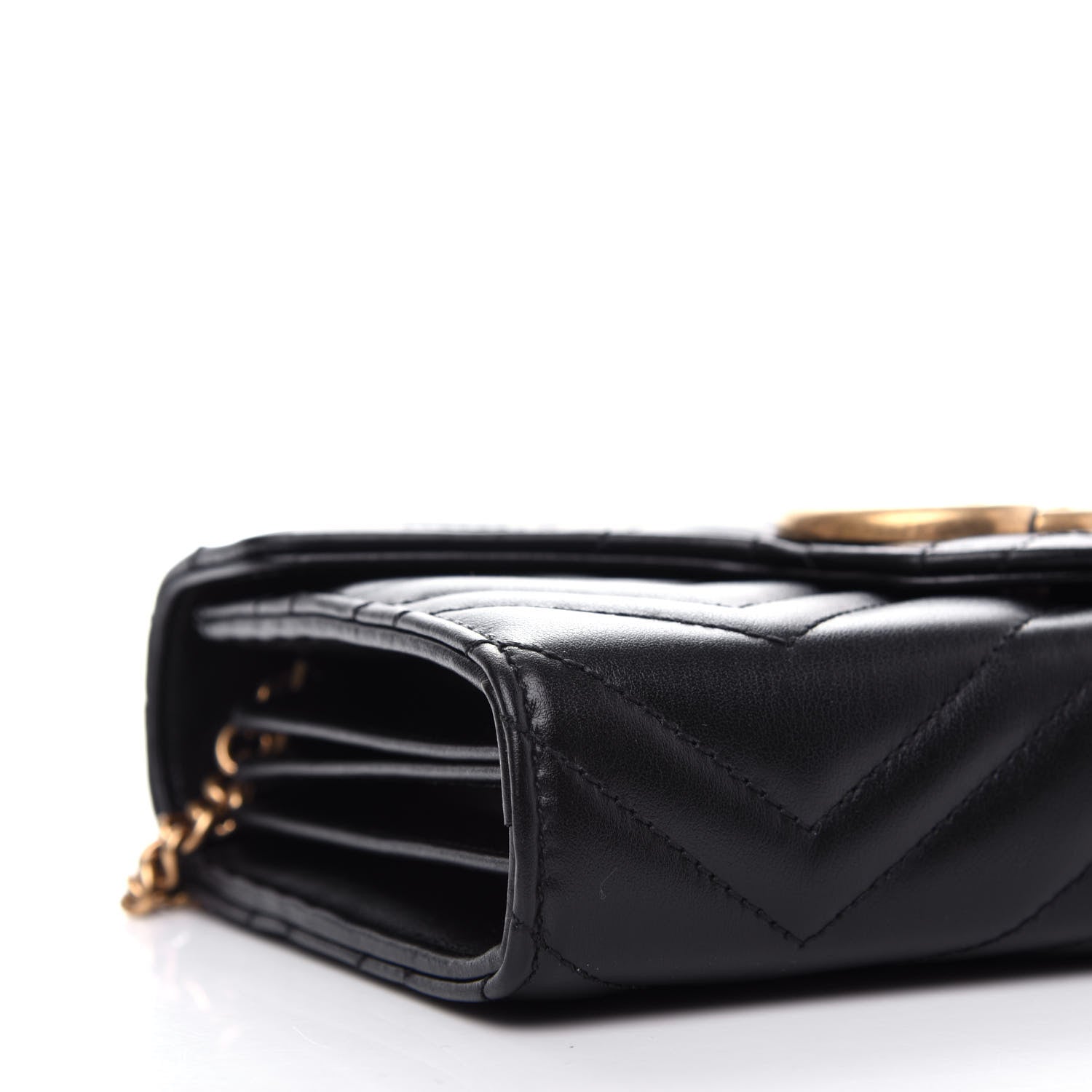 Gucci Calfskin Matelasse GG Marmont Chain Wallet Black 8 of 11