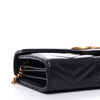 Gucci Calfskin Matelasse GG Marmont Chain Wallet Black 8 of 11