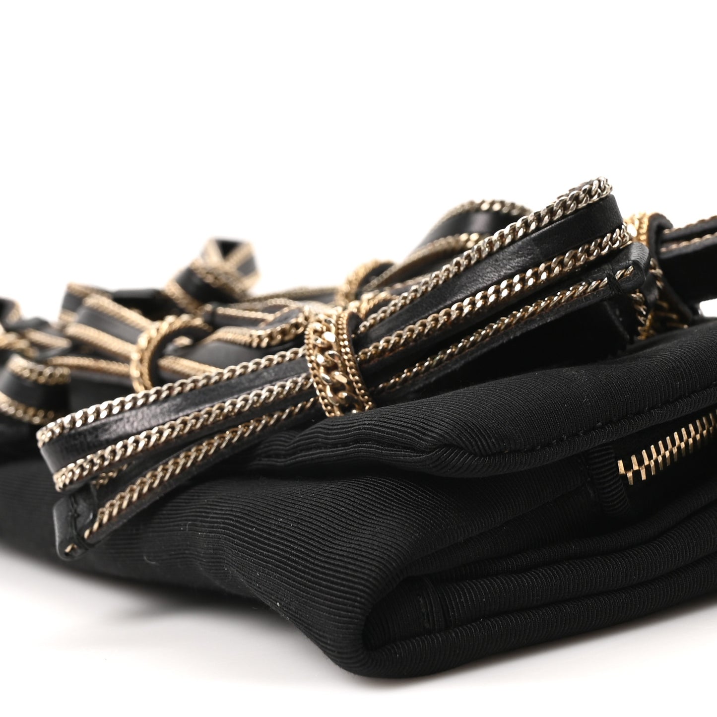 Satin Bow Sasha Chain Clutch Black
