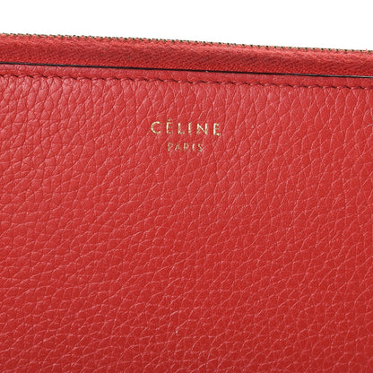Celine Drummed Calfskin Large Zip Around Multifunction Wallet Coquelicot 7 of 26