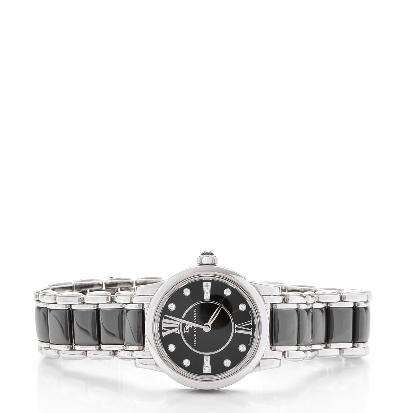 Stainless Steel Ceramic Diamond 30mm Classic Quartz Watch Black