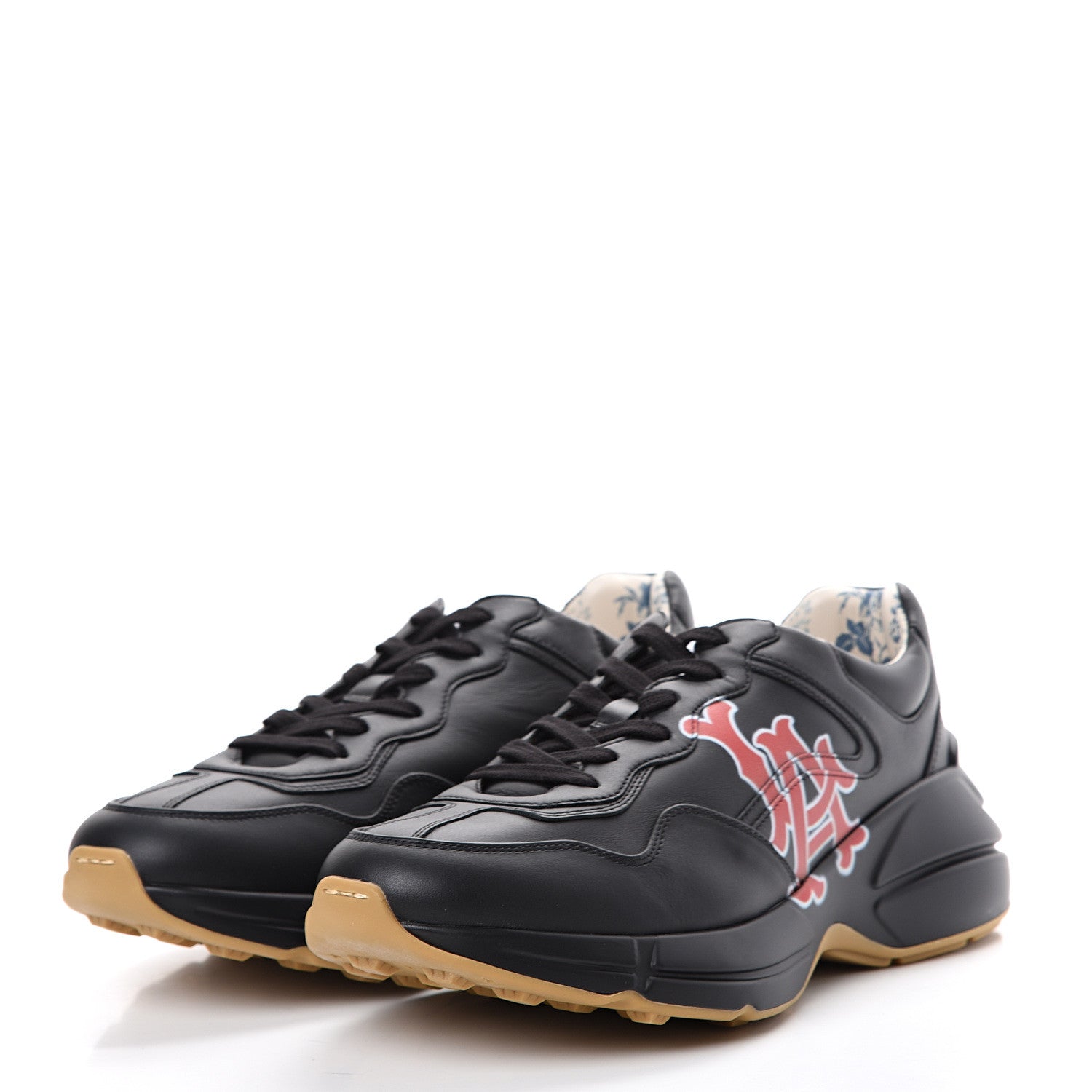 Gucci X MLB Calfskin LA Dodgers Mens Rhyton Sneakers 8.5 Black 3 of 9