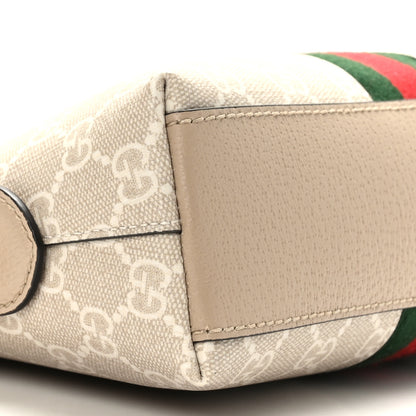 Gucci GG Supreme Monogram Textured Dollar Calfskin Web Small Ophidia Dome Shoulder Beige Mystic White Oatmeal 8 of 9