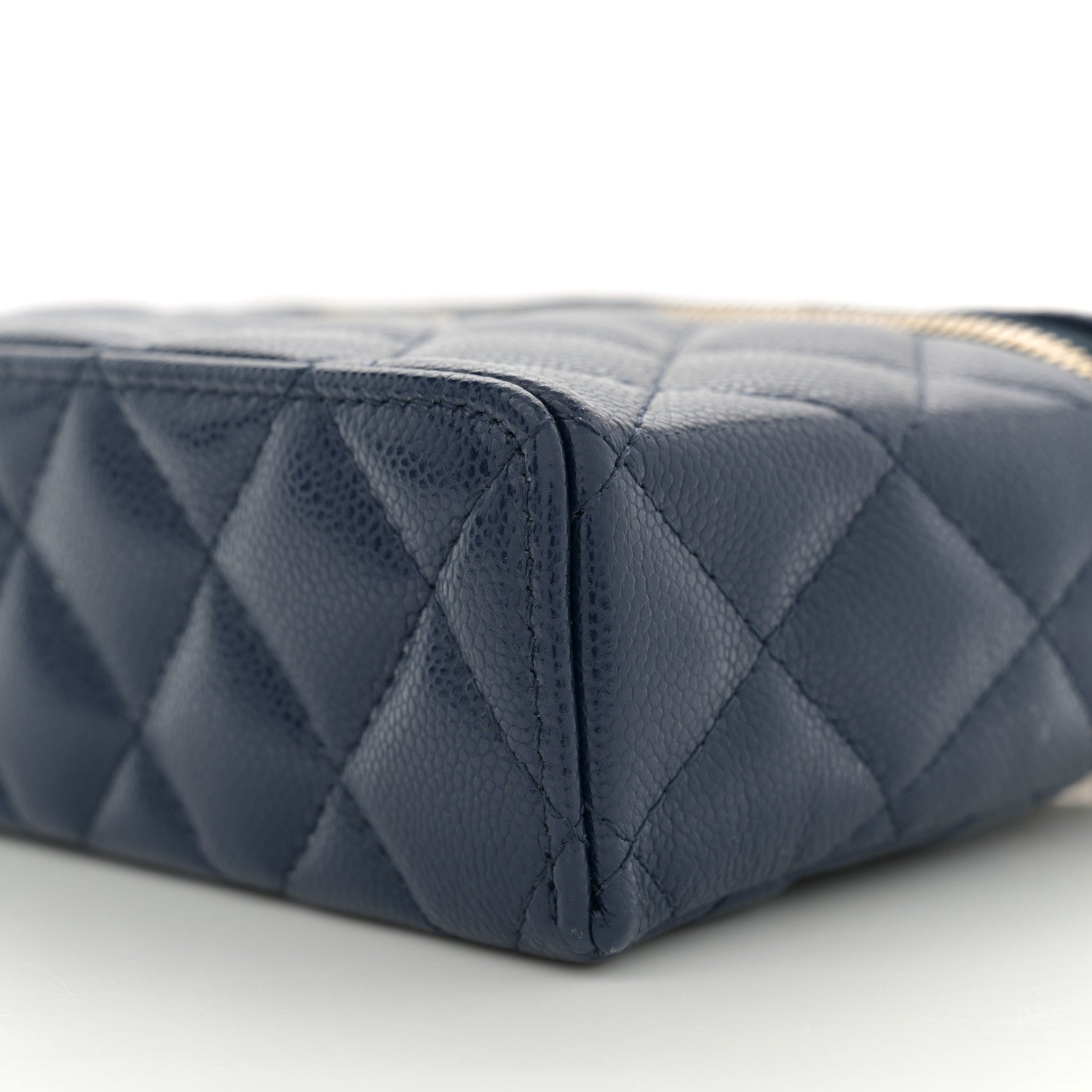 Chanel Caviar Quilted Top Handle Slim Vanity With Chain Navy 10 of 12