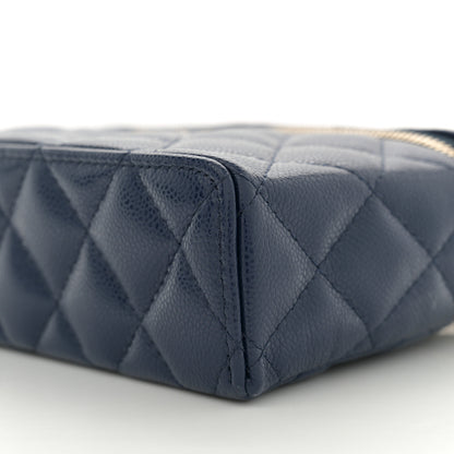 Chanel Caviar Quilted Top Handle Slim Vanity With Chain Navy 10 of 12
