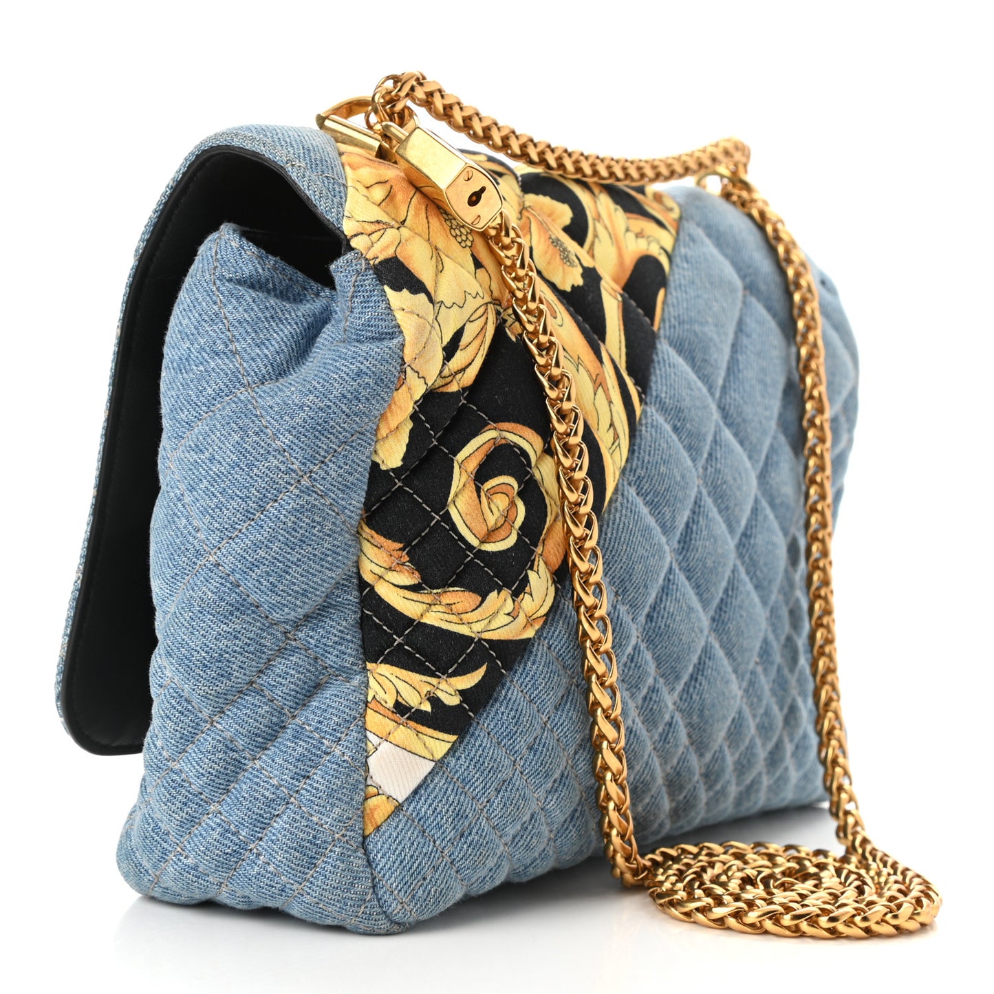 Denim Barocco Printed Icon Small Crossbody Bag Blue