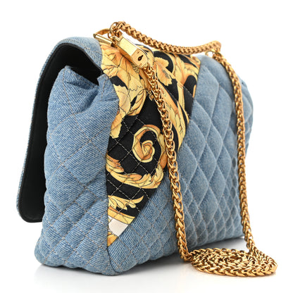 Versace Denim Barocco Printed Icon Small Crossbody Bag Blue 3 of 9