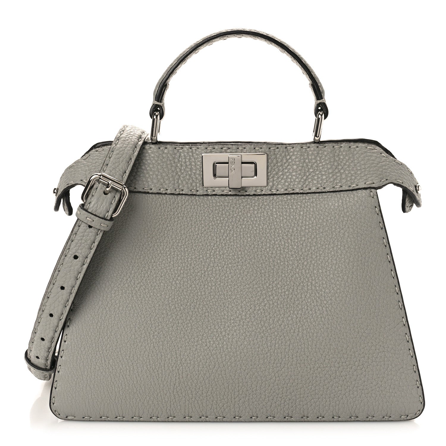 Fendi Cuoio Romano Selleria Bi-Color Small Peekaboo I SEE U Satchel Ghiaccio Asfalto 1 of 8